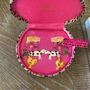 NWT Betsey Johnson Farm Animal Earrings